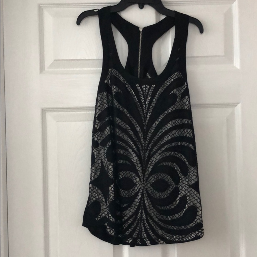 Express black lace razor back tank top